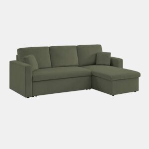 Sofá-cama de canto conversível de veludo canelado grosso de 3 lugares, Ida veludo canelado, Caqui, 219x84x68 cm