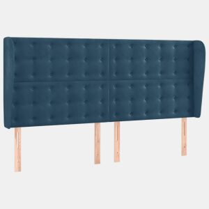 vidaXL Cabeceira cama c abas veludo 163x23x118128 cm azul-escuro