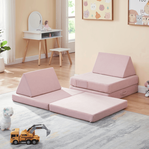 Sofá de brincar Norhulta de 5 peças 120x66x46 cm Cordão Cor-de-rosa en.casa