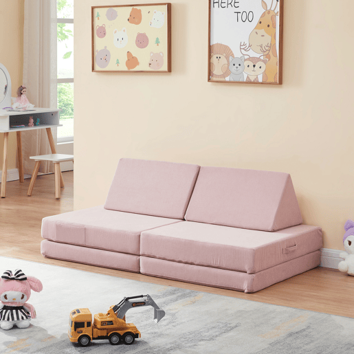 Sofá de brincar Norhulta de 5 peças 120x66x46 cm Cordão Cor-de-rosa en.casa