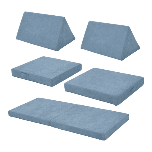 Sofá de brincar Norhulta de 5 peças 150x66x46 cm cord Azul en.casa