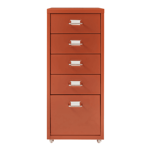 Armário de gavetas móvel Kökar com 5 gavetas 69x28x41 cm vermelho tijolo en.casa