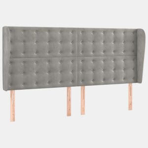 vidaXL Cabeceira cama c abas veludo 183x23x118128 cm cinzento-claro