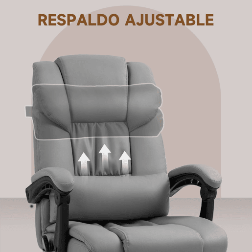 Vinsetto Cadeira de Escritório com Massagem de 6 Pontos Cadeira Giratória com Encosto Alto Reclinável Altura Ajustável Apoio para Pés e Controlo Remoto 66x75x112-122 cm Cinza