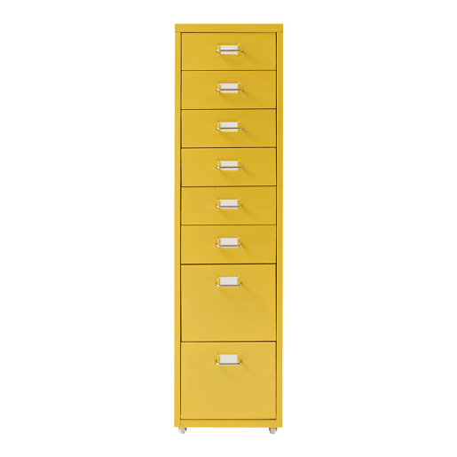 Armário de gavetas móvel Kökar com 8 gavetas 109x28x41 cm amarelo en.casa