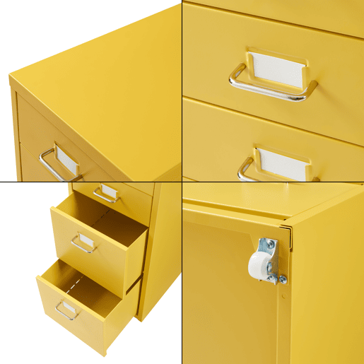 Armário de gavetas móvel Kökar com 8 gavetas 109x28x41 cm amarelo en.casa
