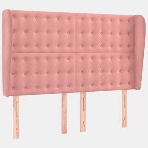 vidaXL Cabeceira de cama c abas veludo 147x23x118128 cm rosa