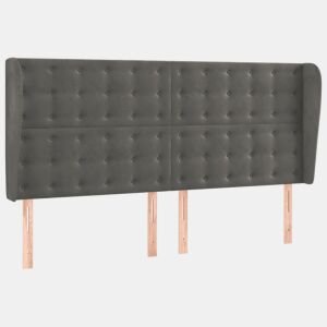 vidaXL Cabeceira cama c abas veludo 183x23x118128 cm cinzento-escuro