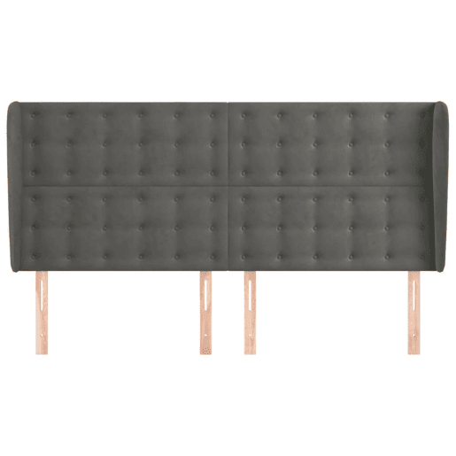 vidaXL Cabeceira cama c abas veludo 183x23x118128 cm cinzento-escuro