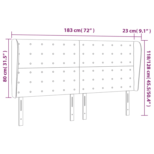 vidaXL Cabeceira cama c abas veludo 183x23x118128 cm cinzento-escuro