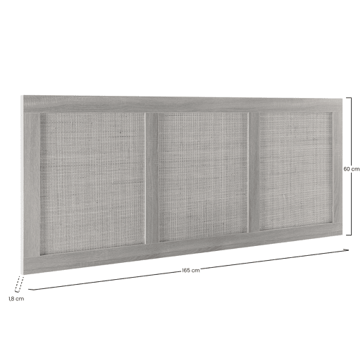 Cabeceira de cama Musa 165 x 60 cm cor carvalho, vime natural