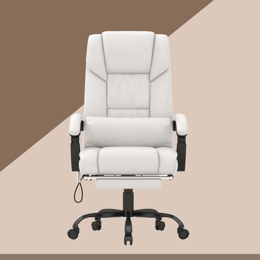 Vinsetto Cadeira de Escritório com Massagem de 6 Pontos Cadeira Giratória com Encosto Alto Reclinável Altura Ajustável Apoio para Pés e Controlo Remoto 66x75x112-122 cm Branco
