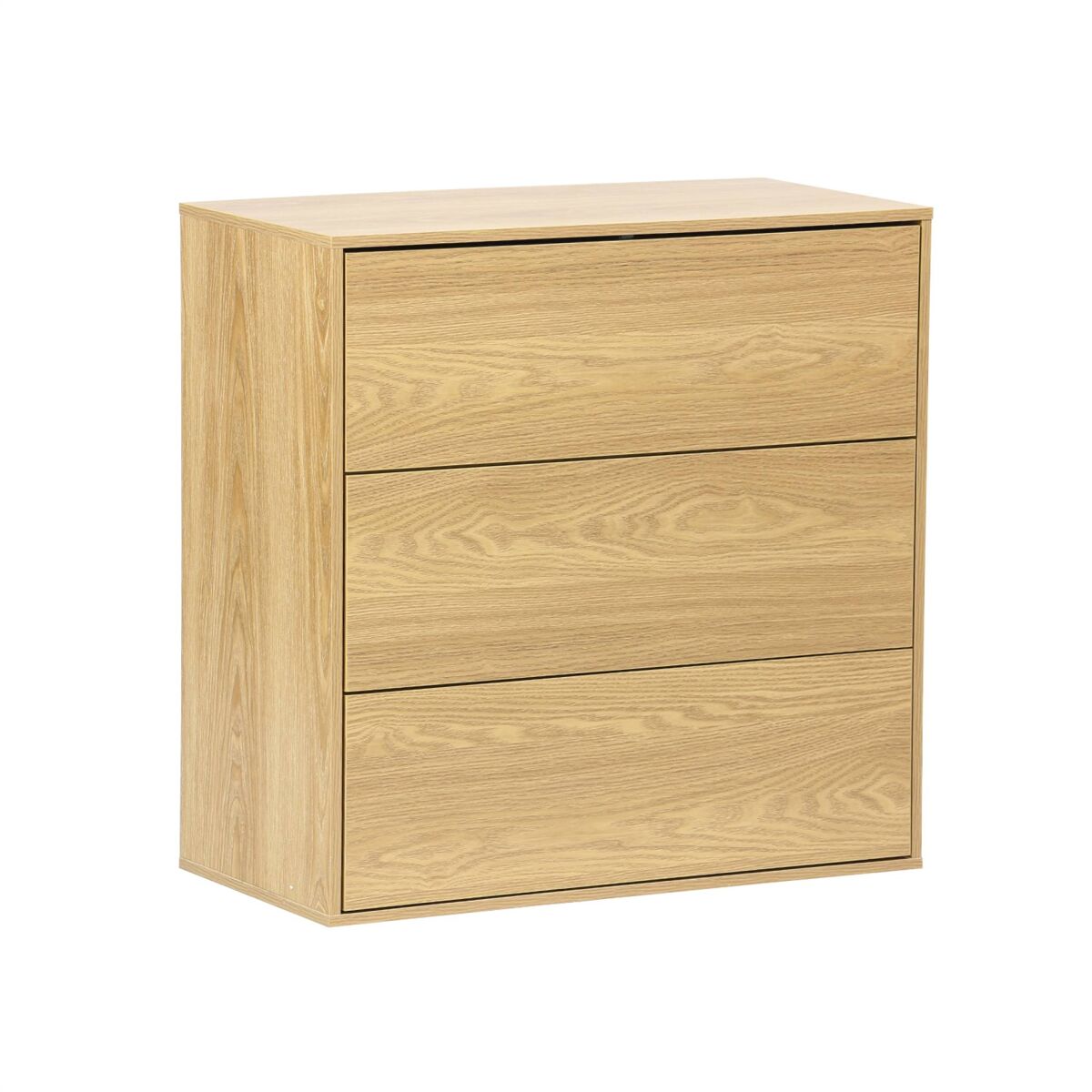 comoda efecto madera 3 cajones roble - 70x35x70 cm
