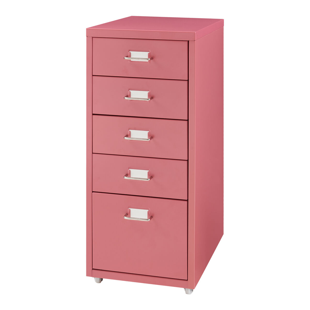 Archivador móvil kökar con 5 cajones 69x28x41 cm acero - rojo sandía [en.casa]