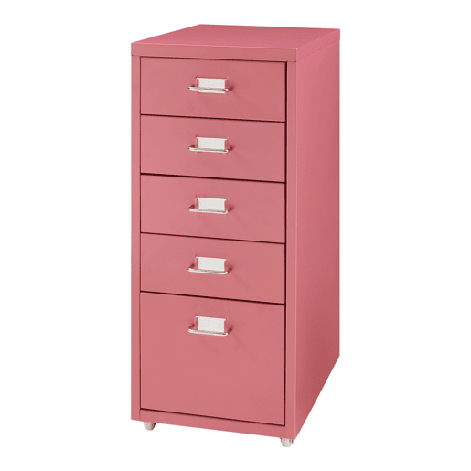 Armário de gavetas móvel Kökar com 5 gavetas 69x28x41 cm vermelho melancia en.casa