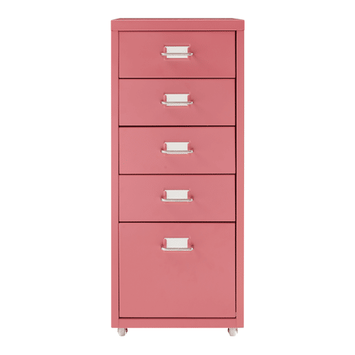 Armário de gavetas móvel Kökar com 5 gavetas 69x28x41 cm vermelho melancia en.casa