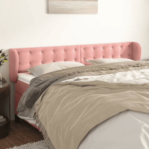 vidaXL Cabeceira de cama c abas veludo 203x23x7888 cm rosa vidaXL Cabeceira de cama c abas veludo 203x23x7888 cm rosa