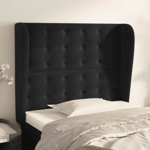 vidaXL Cabeceira de cama c abas veludo 83x23x118128 cm preto
