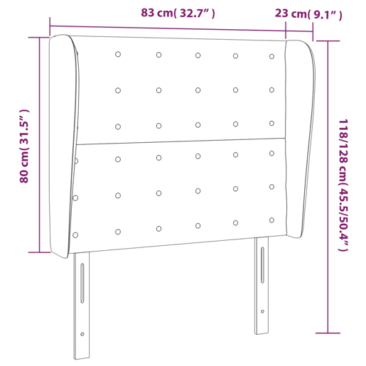 vidaXL Cabeceira de cama c abas veludo 83x23x118128 cm preto