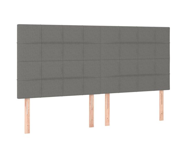 Vidaxl cabecero de cama gris oscuro 160x5x118/128 cm de tela