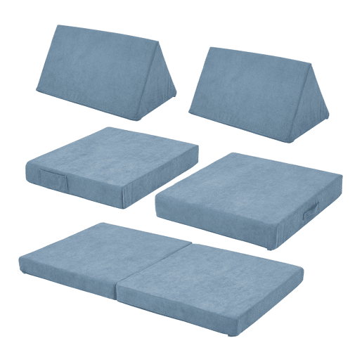 Sofá de brincar Norhulta de 5 peças 120x66x46 cm cord Azul en.casa