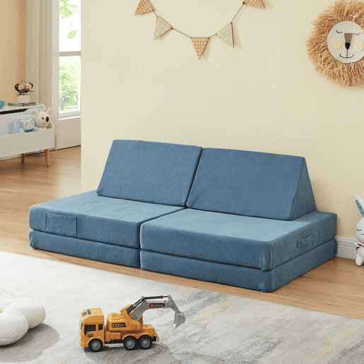 Sofá de brincar Norhulta de 5 peças 120x66x46 cm cord Azul en.casa