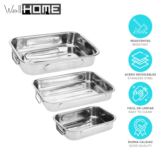 Conjunto de 3 assadeiras com alças Well Home