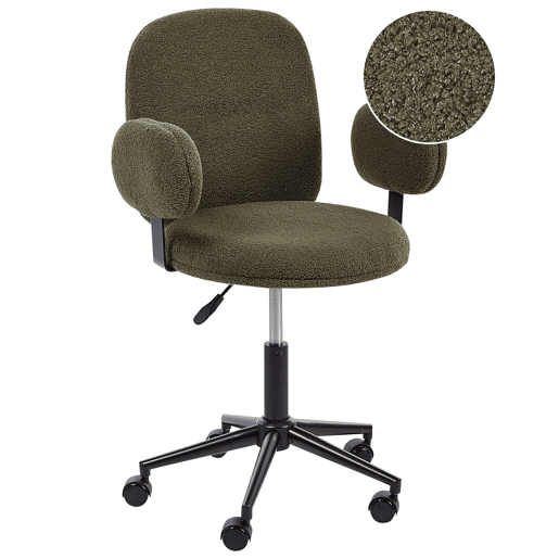 Cadeira de escritório MORAGA Bouclé Verde escuro
