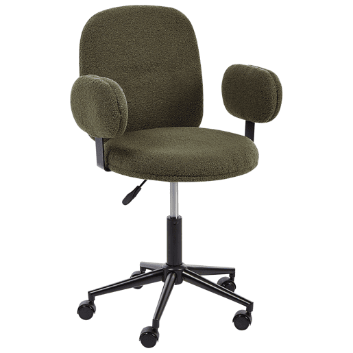 Cadeira de escritório MORAGA Bouclé Verde escuro