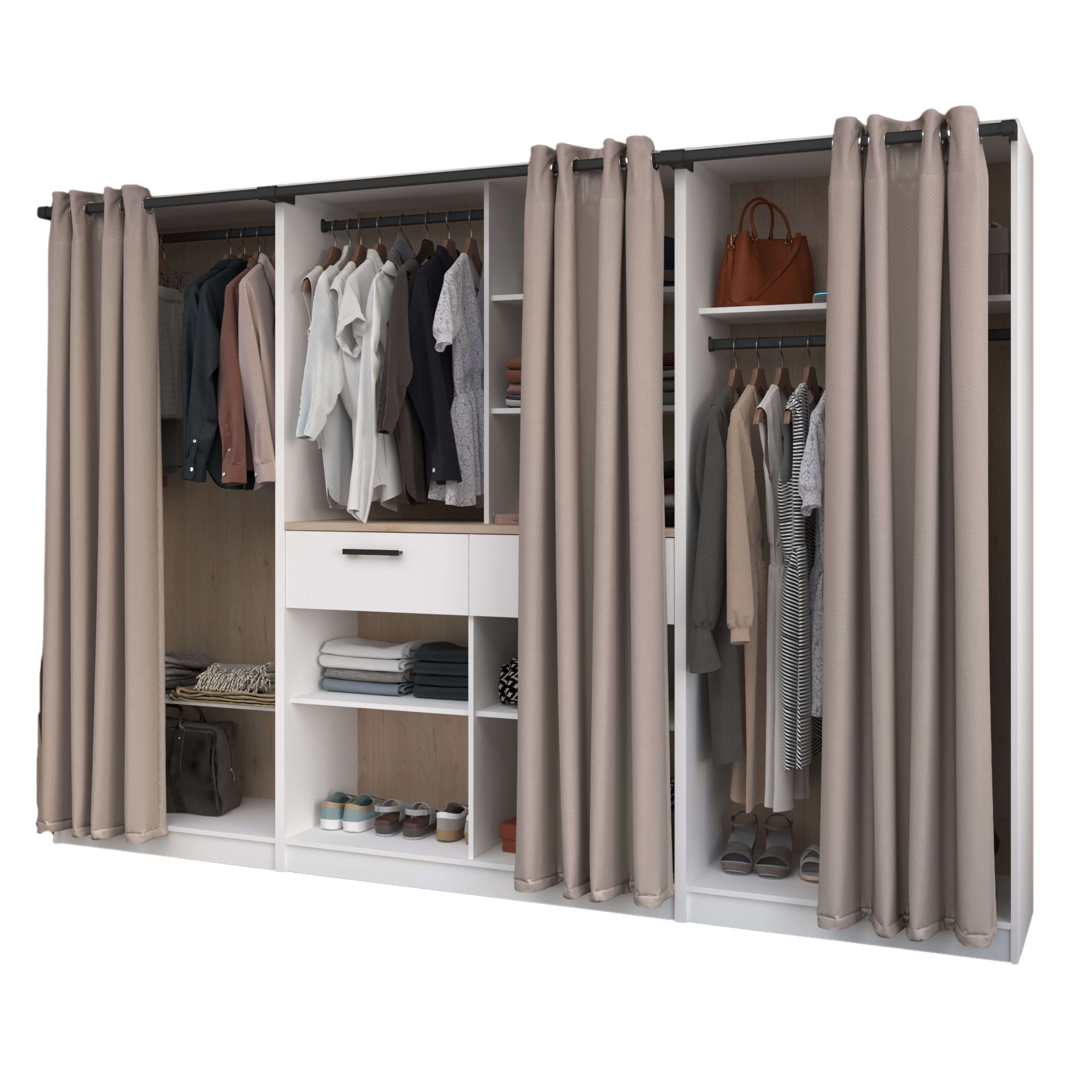 Vestidor Modular Flexa Estancia 3 Módulos 2 Cajones 5 Estantes