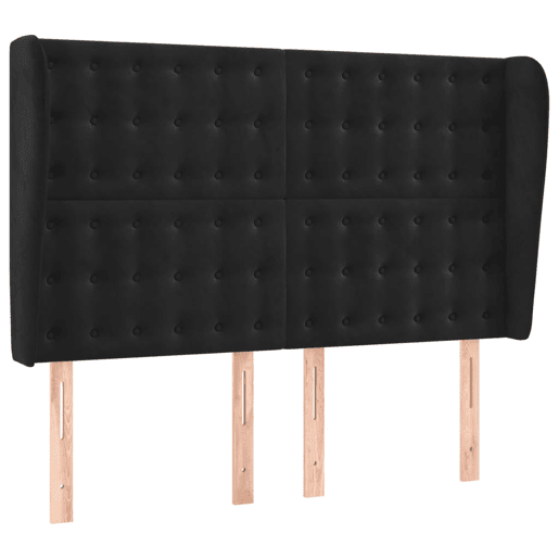 vidaXL Cabeceira de cama c abas veludo 147x23x118128 cm preto vidaXL Cabeceira de cama c abas veludo 147x23x118128 cm preto