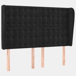 vidaXL Cabeceira de cama c abas veludo 147x23x118128 cm preto