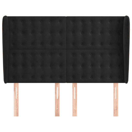 vidaXL Cabeceira de cama c abas veludo 147x23x118128 cm preto vidaXL Cabeceira de cama c abas veludo 147x23x118128 cm preto