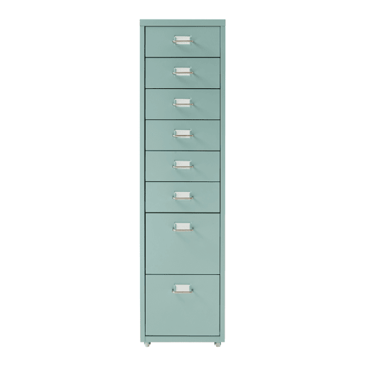 Armário de gavetas móvel Kökar com 8 gavetas 109x28x41 cm Verde menta en.casa