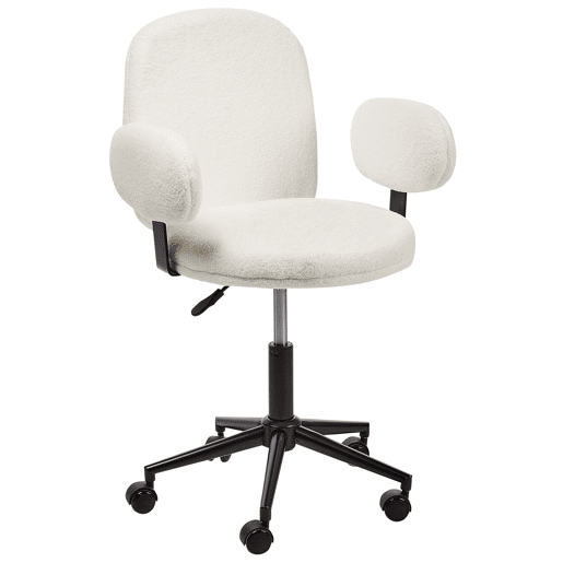 Cadeira de escritório MORAGA Bouclé Branco creme Cadeira de escritório MORAGA Bouclé Branco creme