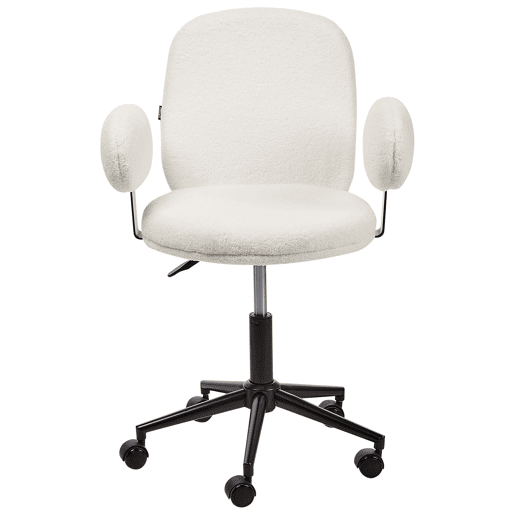 Cadeira de escritório MORAGA Bouclé Branco creme Cadeira de escritório MORAGA Bouclé Branco creme