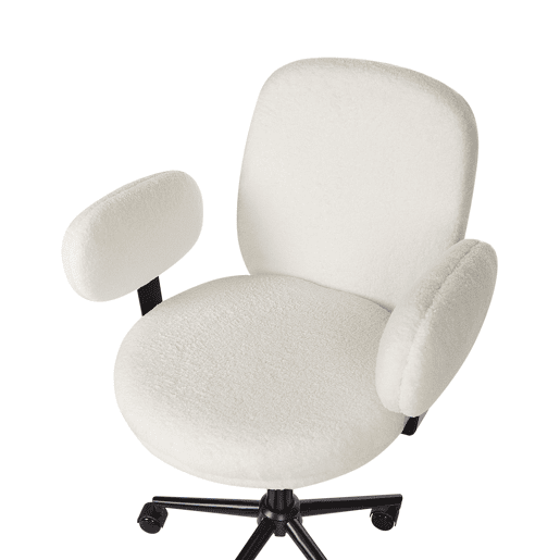 Cadeira de escritório MORAGA Bouclé Branco creme Cadeira de escritório MORAGA Bouclé Branco creme