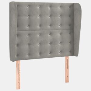 vidaXL Cabeceira de cama c abas veludo 93x23x118128cm cinzento-claro