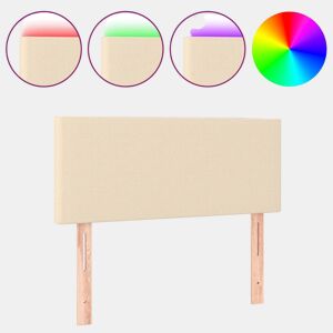 vidaXL Cabeceira de cama c luzes LED tecido 100x5x7888 cm cor creme