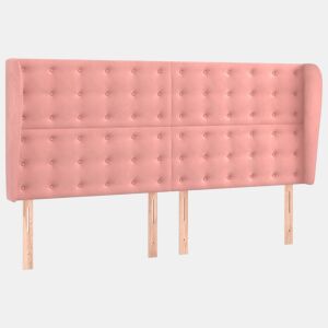 vidaXL Cabeceira cama c abas veludo 203x23x118128 cm rosa
