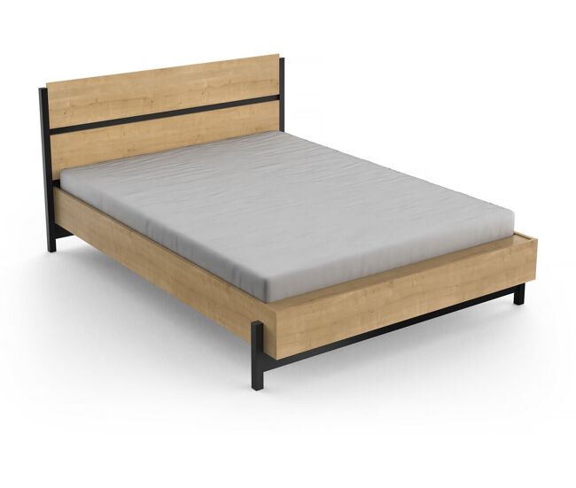 Cama doble extraíble "Craft" - Madera - 140 x 190/200 cm - Marrón