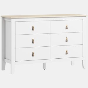 HOMCOM Cómoda de 6 Gavetas Cómoda para Dormitório com Puxadores de PU Cómoda para Sala de Estar Corredor 120x40x78 cm Branco