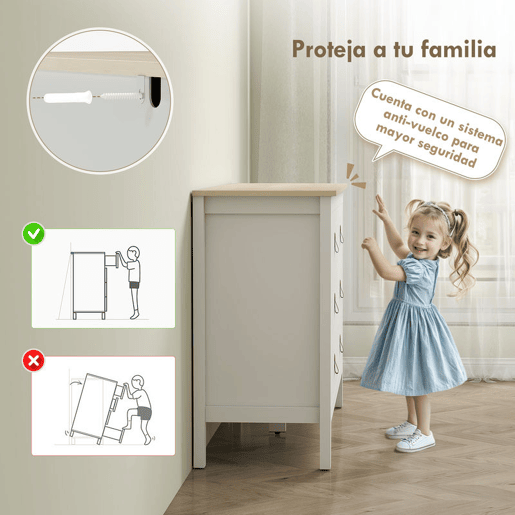 HOMCOM Cómoda de 6 Gavetas Cómoda para Dormitório com Puxadores de PU Cómoda para Sala de Estar Corredor 120x40x78 cm Branco