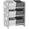 AIYPLAY Estante para Brinquedos com 6 Caixas de Tecido não Tecido Amovíveis Organizador de Brinquedos para Dormitório Escola Infantil 43x30x60 cm Cinza