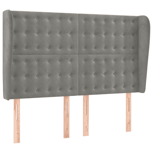 vidaXL Cabeceira de cama c abas veludo 147x23x118128cm cinza-claro vidaXL Cabeceira de cama c abas veludo 147x23x118128cm cinza-claro