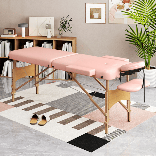 HOMCOM Marquesa de Massagem Dobrável Marquesa com Altura Ajustável 64-88 cm Desenho Ergonómico para Utilização Profissional Fácil de Transportar 185x60 cm Rosa