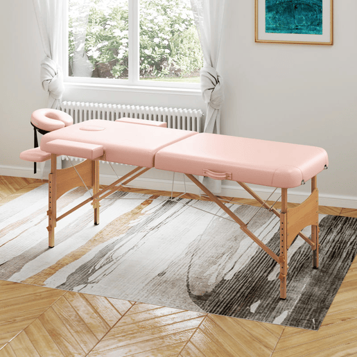 HOMCOM Marquesa de Massagem Dobrável Marquesa com Altura Ajustável 64-88 cm Desenho Ergonómico para Utilização Profissional Fácil de Transportar 185x60 cm Rosa