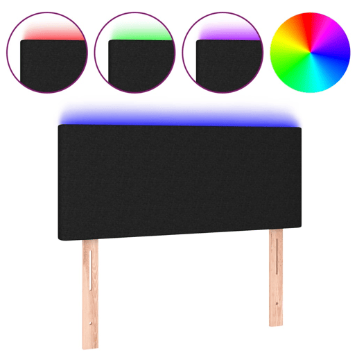 vidaXL Cabeceira de cama c luzes LED tecido 100x5x7888 cm preto vidaXL Cabeceira de cama c luzes LED tecido 100x5x7888 cm preto
