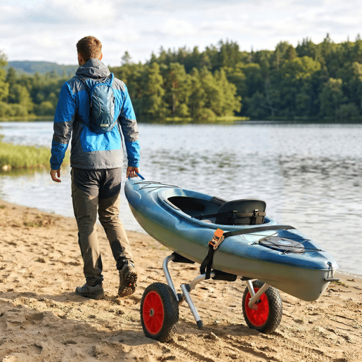 HOMCOM Carro de Transporte Kayak Dobrável Barco Canoa Reboque Carga 60kg com Rodas Porta Canoas Universal Alumínio 60x30x37cm
