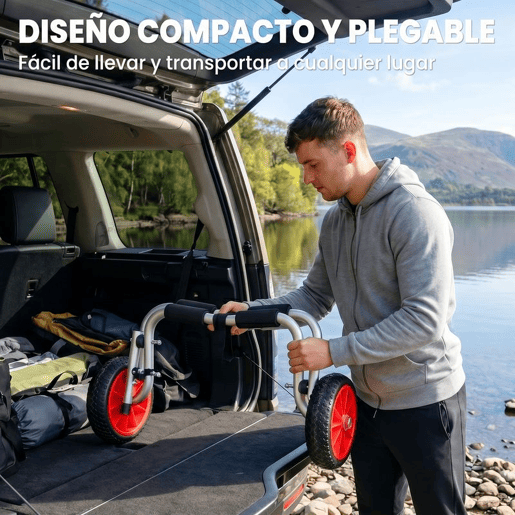 HOMCOM Carro de Transporte Kayak Dobrável Barco Canoa Reboque Carga 60kg com Rodas Porta Canoas Universal Alumínio 60x30x37cm